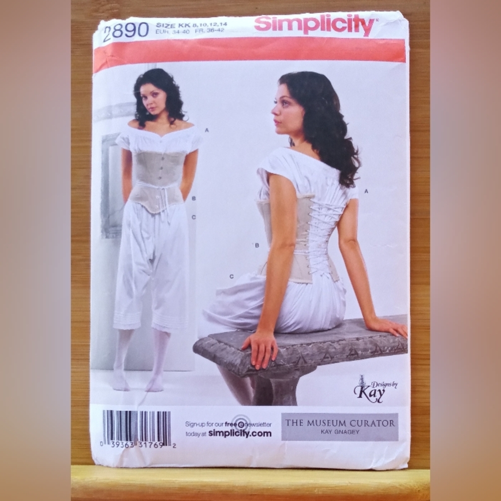 Simplicity #2890 Misses Corset Chemise Drawers Sewing Pattern Size 8-10-12-14